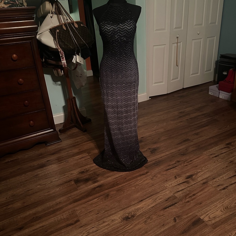 Morgan & Co. Black Glitter Maxi Dress